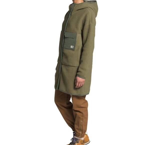 Northface Long Cragmont Polar Fleece Coat Jacket Green Size Medium Volcom - Picture 2 of 10